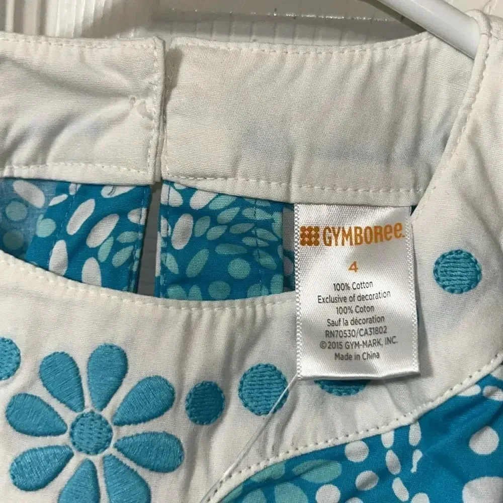 Gymboree Girls Blue Floral Fan Sleeve Kimono Style Top( Size 4yrs)